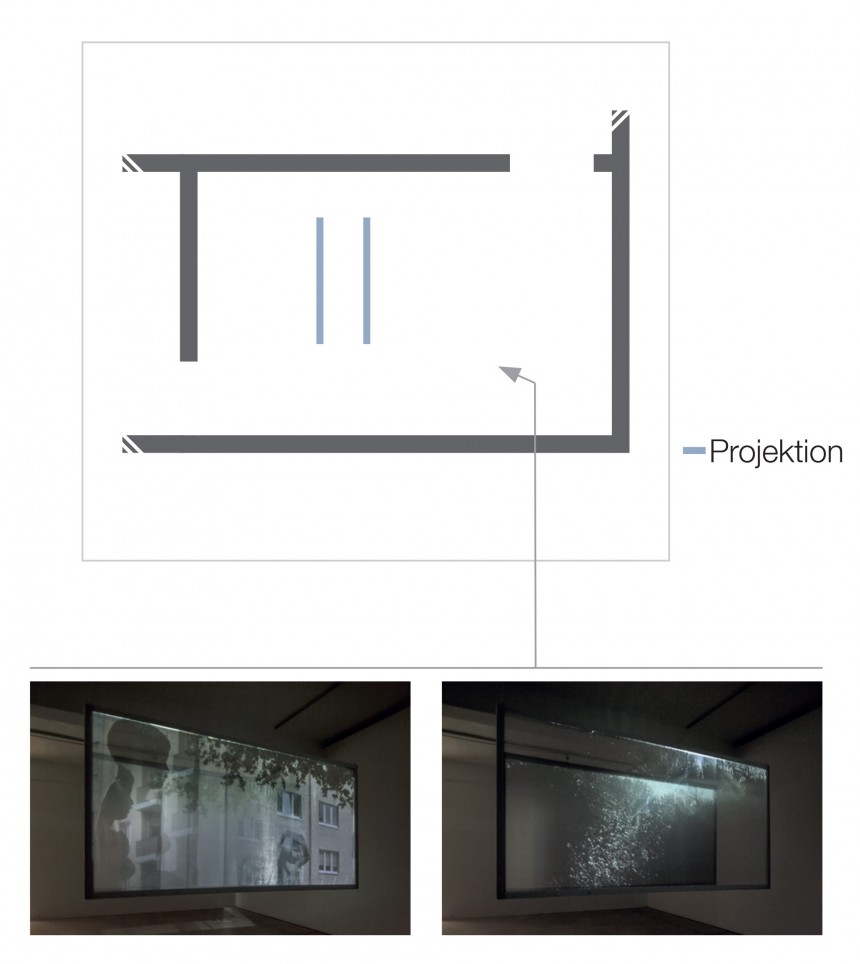 Grundriss Zwei-Kanal-Video/ - Sound Installation »subconscious areas«